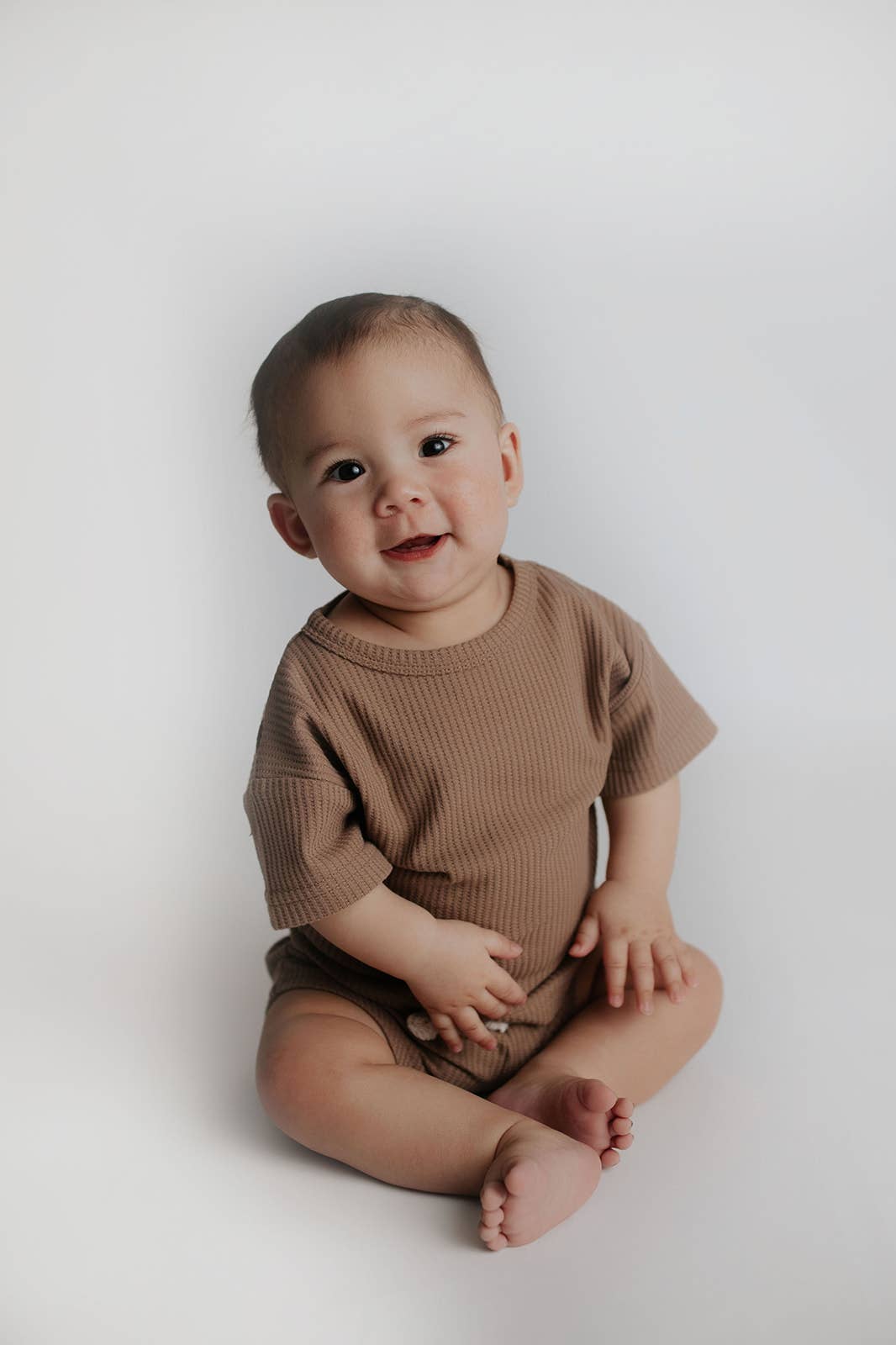 Three Little Tots - Wholesale Top & Short Set - Kids - Cocoa Sands Neutral Summer Waffle Toddler Top & Bottom Set6