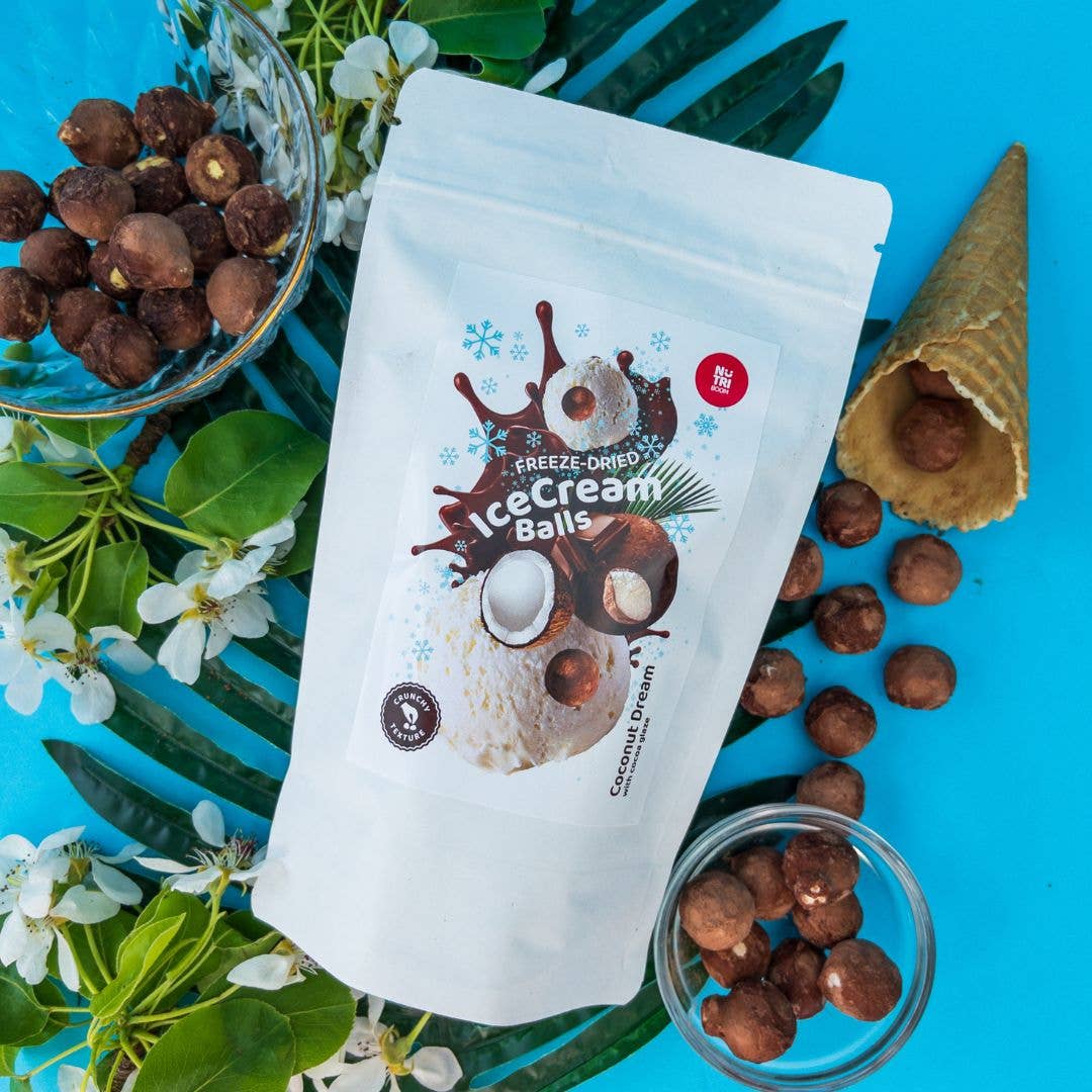 NutriBoom - Vente Glaces/sorbets - Billes de crème glacée lyophilisée Rêve de noix de coco 45g12