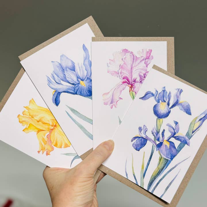 Scattered Seed Co - Wholesale Stationery/notecard set - IRIS greeting cards set of 4 Mini or Regular size6