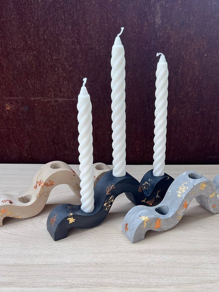 Gold Rush Squiggle Candle Holder for wholesale by Well Hello Studio