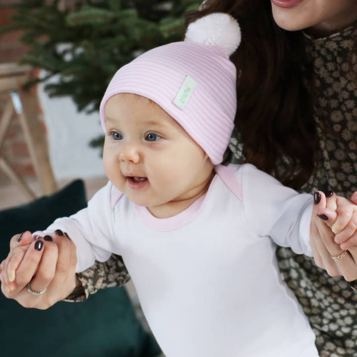 www.ilybean.com - Vendita all'ingrosso Cappello - Neonati - Berretto da ospedale neonato a righe blu o rosa e bianche