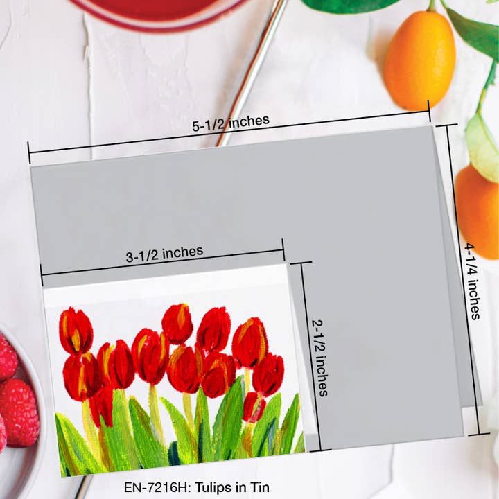 Printed Canvas - Venta al por mayor Tarjetas de felicitación - Tulipanes en Lata, Tarjeta de Felicitación (#7216H)1
