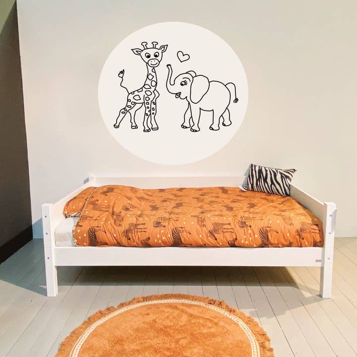 Adesivo da parete Elefante & Giraffa per la vendita all'ingrosso da parte di Edwali