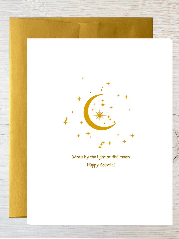 Solstice Greeting Card: Sustainable Holiday Card, Moon Stars for wholesale by The Raven’s Edge Studio
