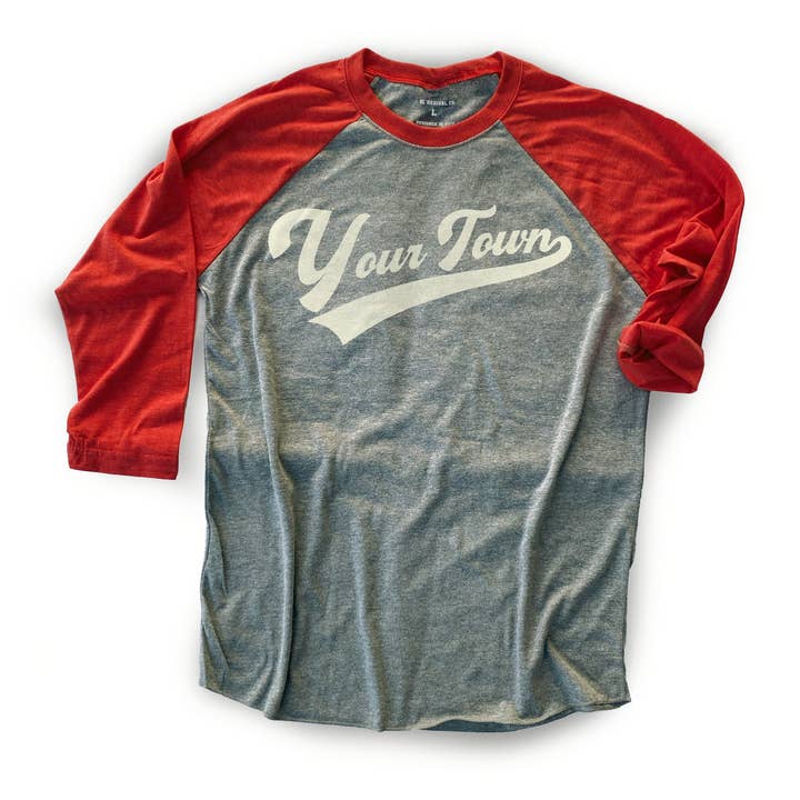 Your Town Baseball Tee, Premium Heather/Vintage Red for wholesale by S.L. Revival Co.
