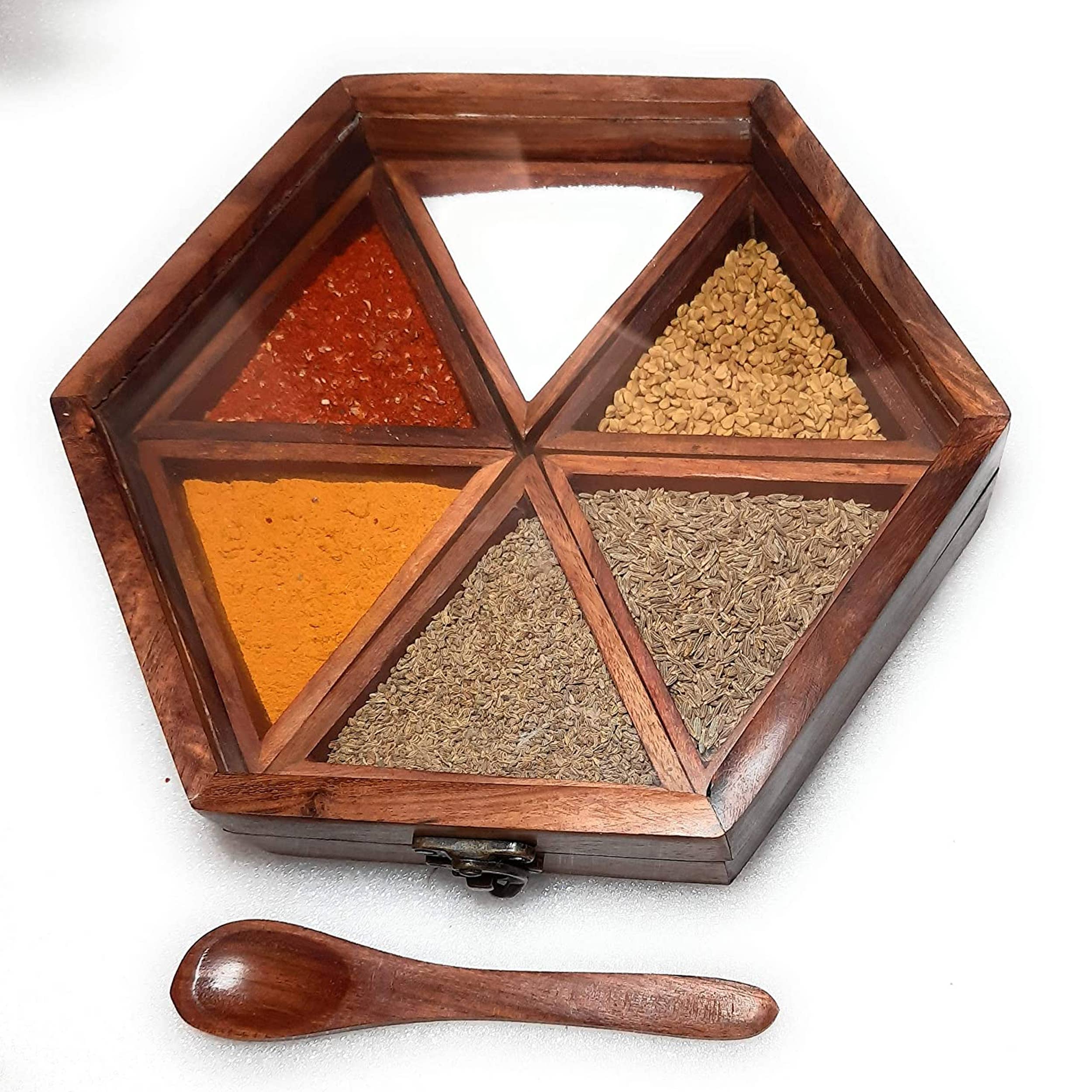 Keeraft - Wholesale Spice Rack - Handmade Wooden Masala Spice Box - 60
