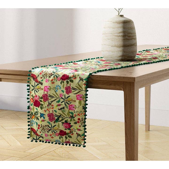 Bird Land 56"x14" Micro Velvet Bed and Table Runner for wholesale by India Circus