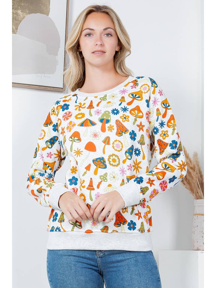 LA Soul – Großhandel Sweatshirt – Damen – Hippy Mushroom Fleece-Sweatshirt