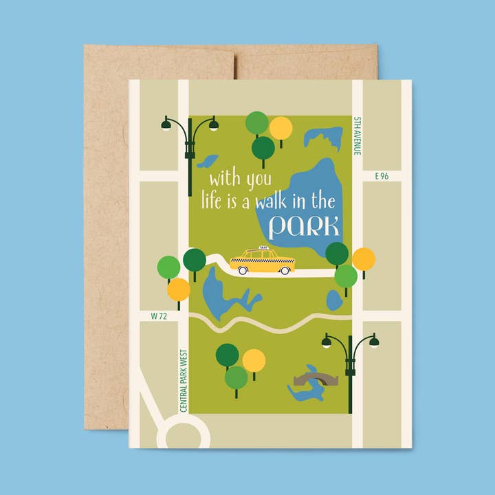 Walk in the Park - NYC (Central Park) Friendship Card for wholesale by Belle Belette