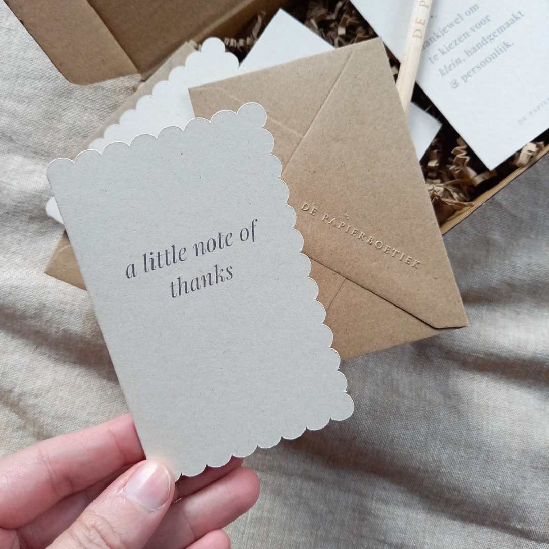 De Papierboetiek - Wholesale Stationery/Notecard Set - Set of 3 mini cards with envelope | a little note of thanks0