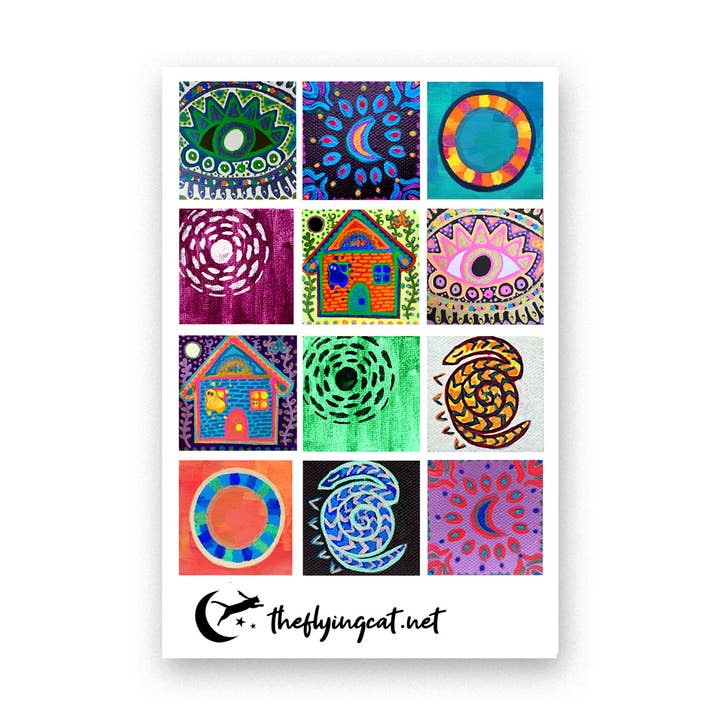 Feuille d'autocollants de mini peintures pour la vente par The Flying Cat