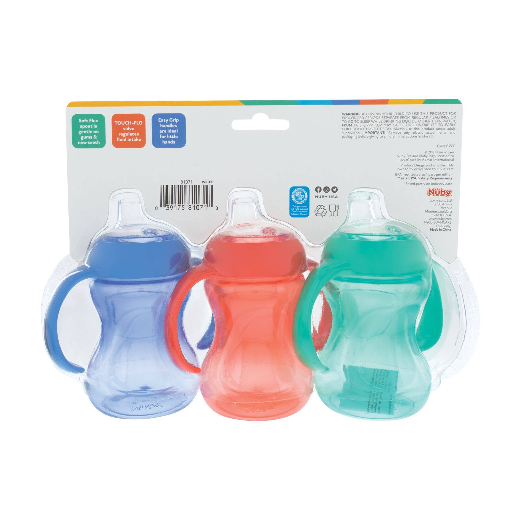 Nuby - Wholesale Drinking Glass/Cup - Nuby 3 Pack 6oz Mini No Spill Easy Grip Trainer Cups2