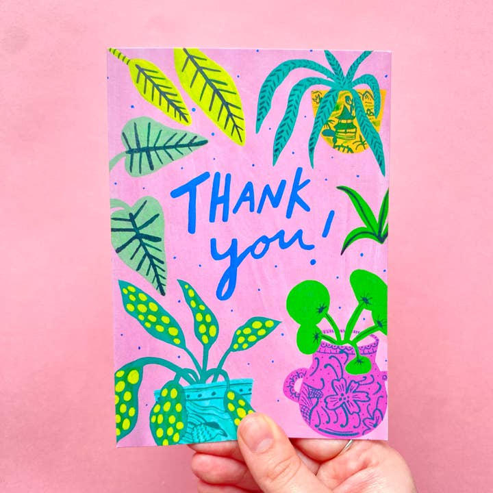 Kerrie Illustrates - Venta al por mayor Tarjetas de agradecimiento - Tarjeta de Felicitación con Patrón de Plantas de Interior | Amante de las Plantas1