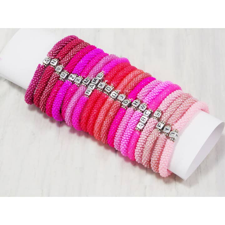 Custom Word Beaded Bracelet Pink Boho Stack Personalized Jewelry Mama Mom Wifey Mother’s Day Gift for Women or Teen Girls. Choose Your Color for wholesale by Ninolia