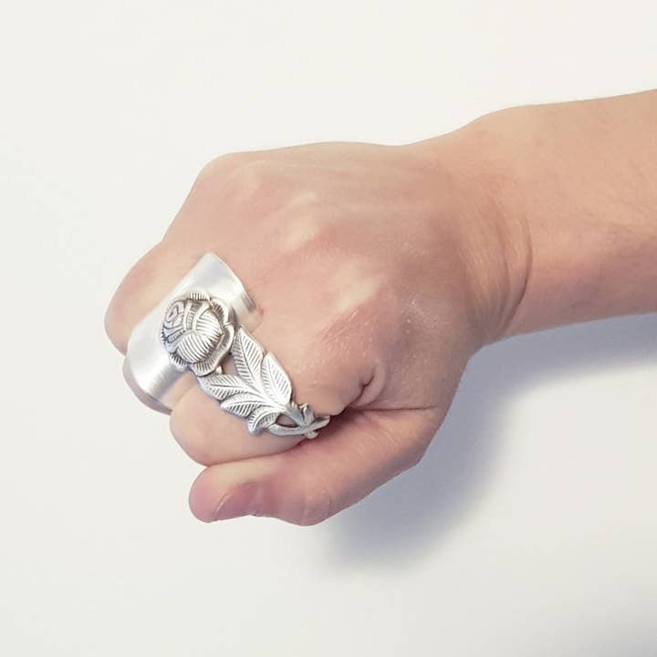 Silver plated jewelry cutlery spoon ring for wholesale by Gleamlety