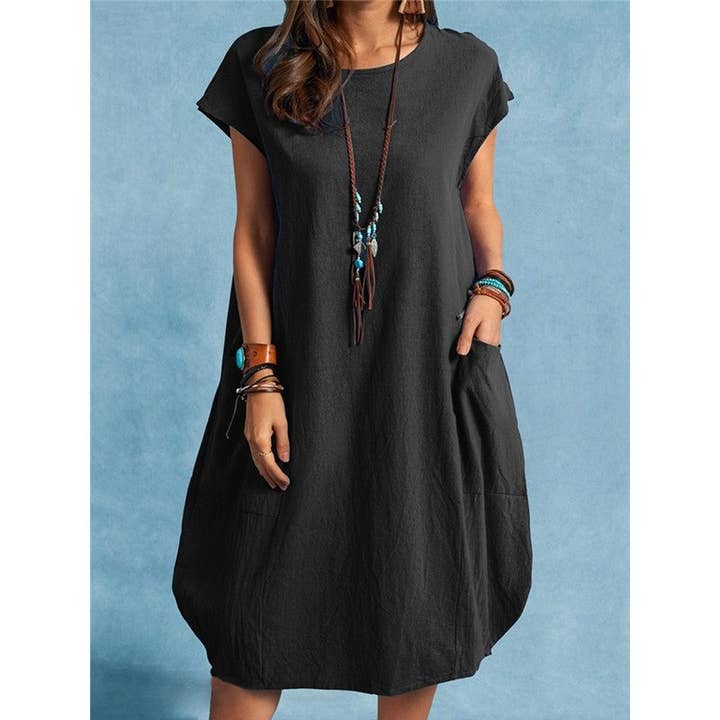Sheer Trend - Wholesale Dress - Women's - Loose Casual Summer Solid Color Dress