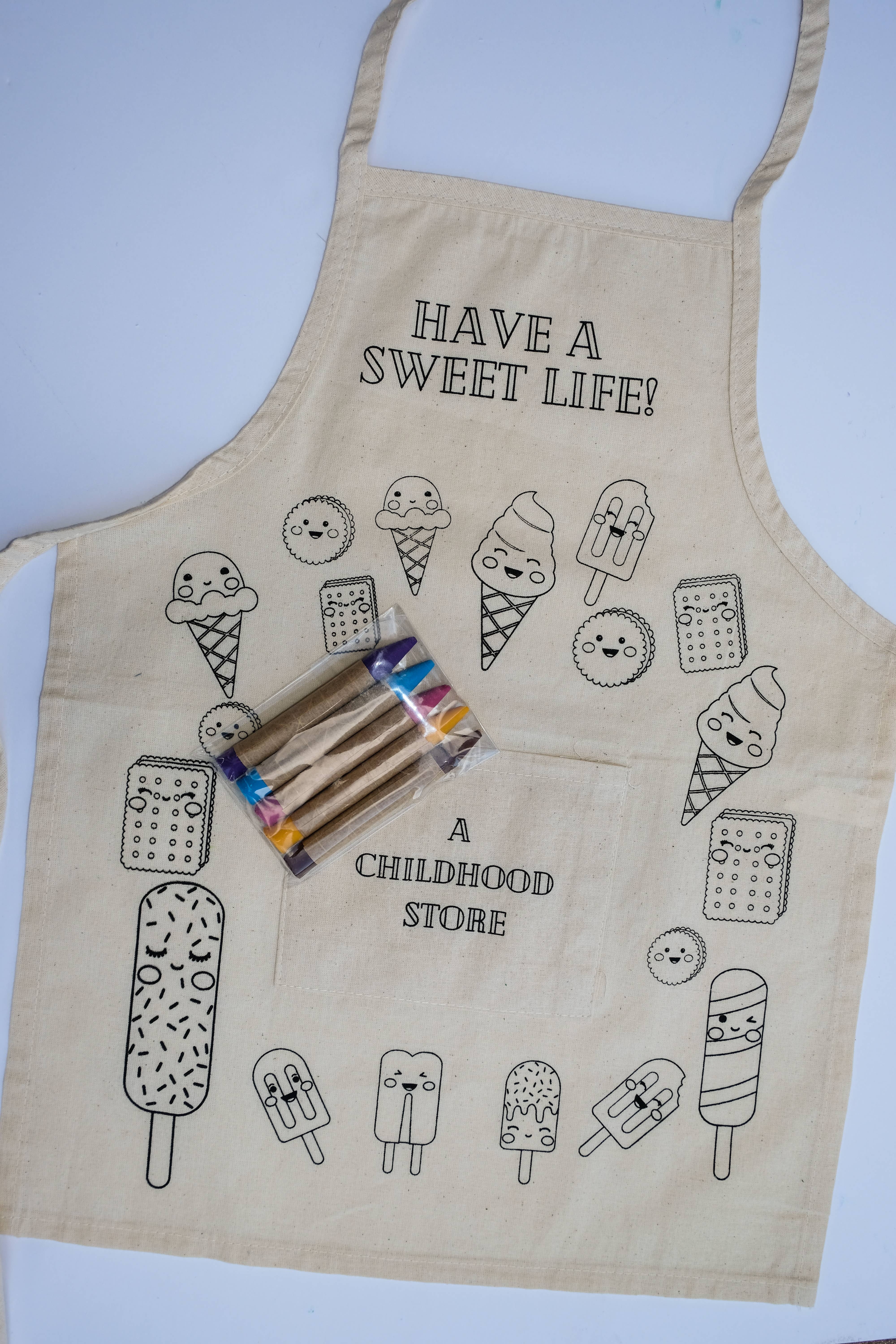 A Childhood Store - Wholesale DIY Craft Kit - Ice Cream: CYO Artist Apron Kit with Eco Friendly Crayons3