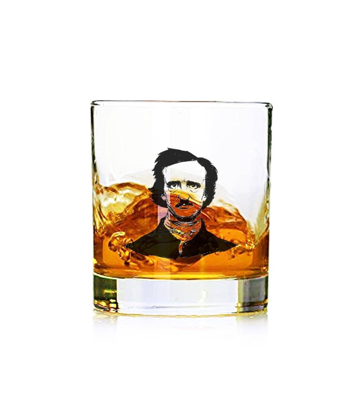 Fly Paper Products - Wholesale Cocktail/Liquor Glass - Edgar Allen Poe Glass Tumbler l Bar Glass 3