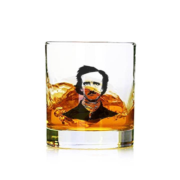 Fly Paper Products - Wholesale Cocktail/Liquor Glass - Edgar Allen Poe Glass Tumbler l Bar Glass 3