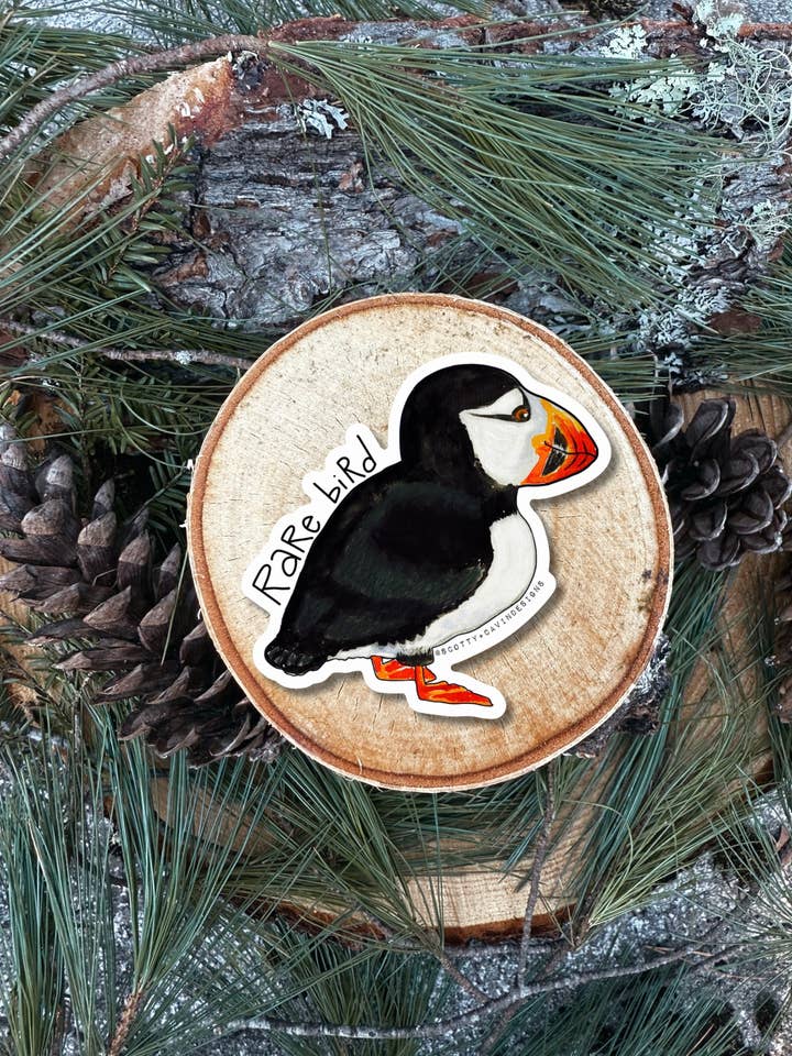 Seltene Vogel Papageitaucher Wasserdichter Aufkleber für den Großhandel von Scotty + Calvin Designs
