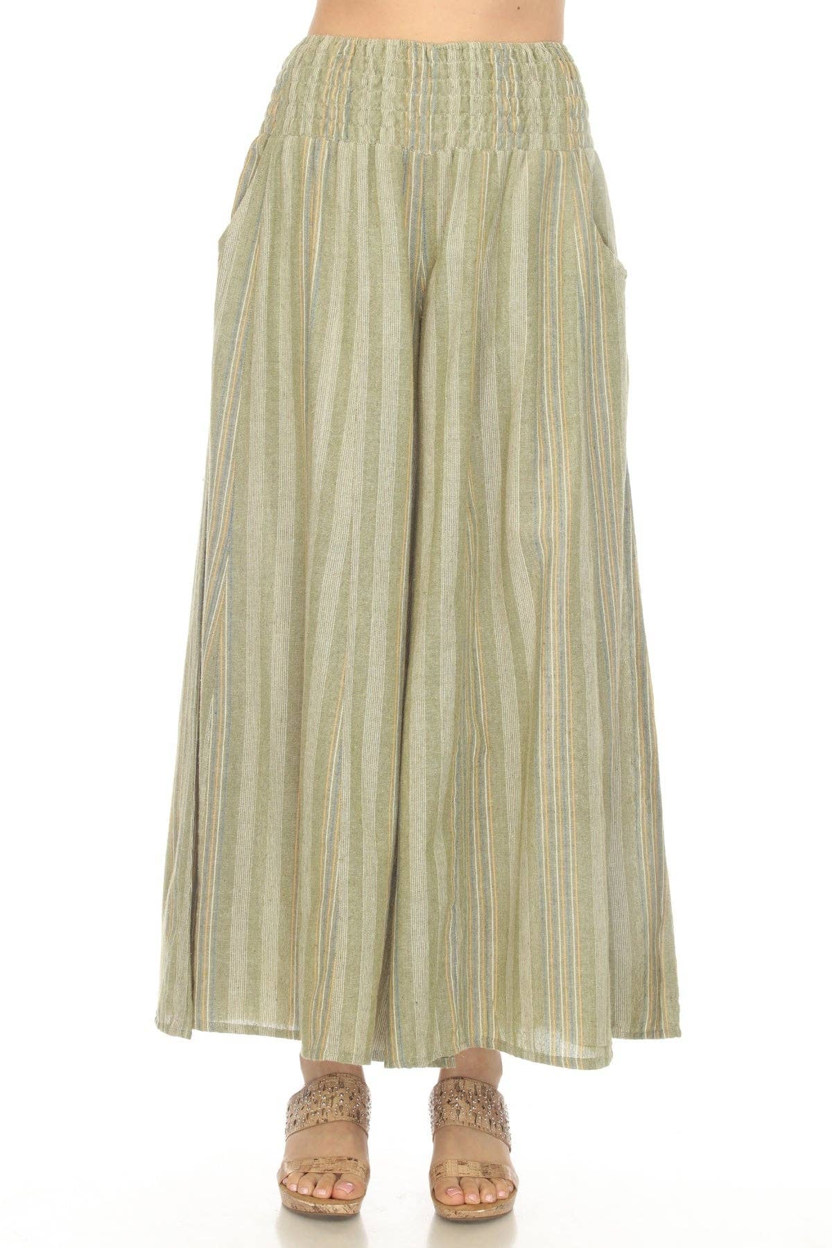 Lakhays Collection Inc. – Großhandel Hose – Damen – Gestreifte Hose mit weitem Bein3