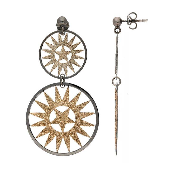 Orecchini Roséa in argento dorato nero per la vendita all'ingrosso da parte di ORUS BIJOUX