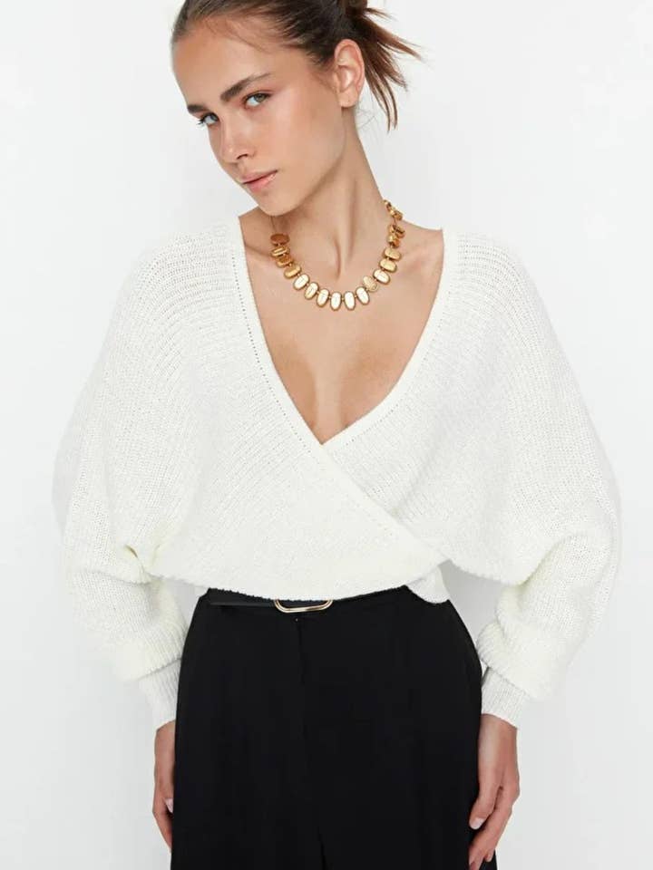 Wrap Knit Sweater for wholesale by Hoxton Gal