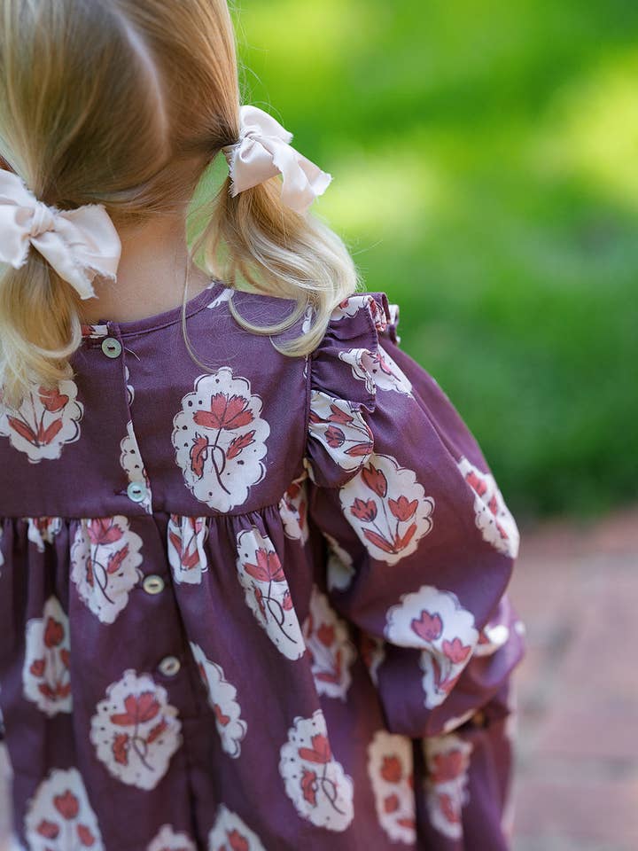 Sun House Children's - Wholesale Dress - Kids - Britta Dress in Intaglio Maroon3