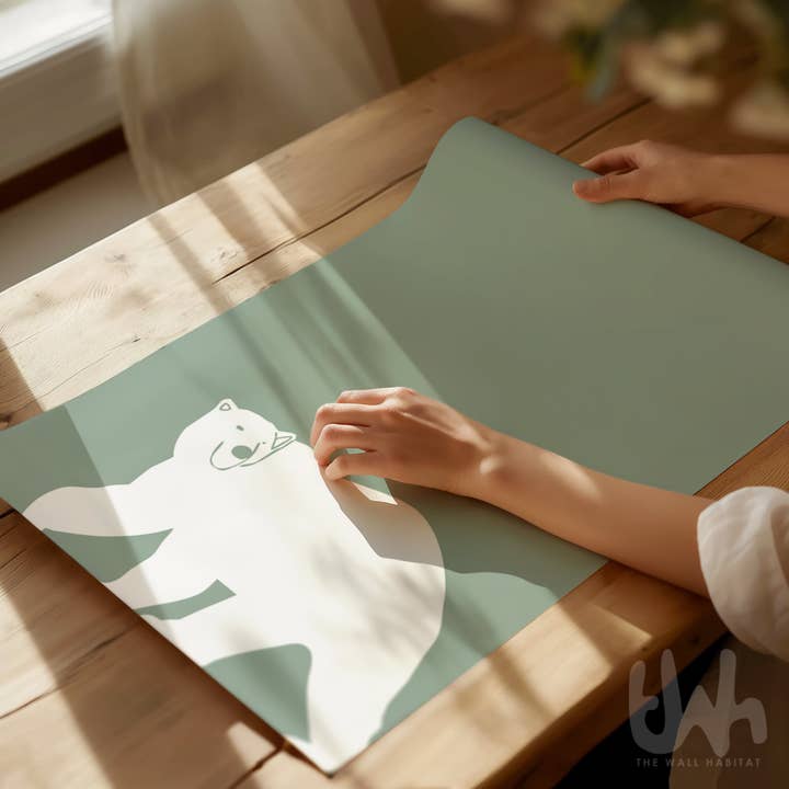 THE WALL HABITAT - Wholesale Gallery Wall Set - Sage Green Bear Nursery Wall Art – Set of 3 Minimalist Polar Bear Prints | Scandinavian-Inspired Baby Room Decor2