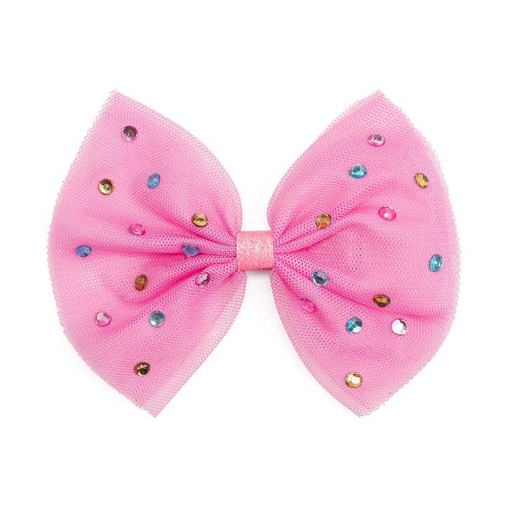 Pinza de lazo con pedrería color frambuesa - Lazo para pelo infantil para venta al por mayor de Sweet Wink