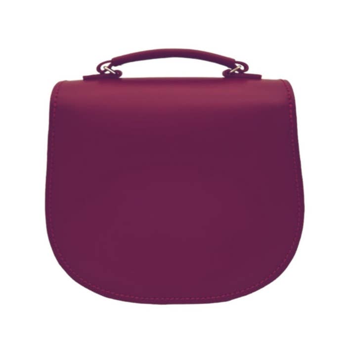 Zatchels - Wholesale Top Handle Bag - Women's - Handmade Leather Twist Lock Saddle Bag - Magenta