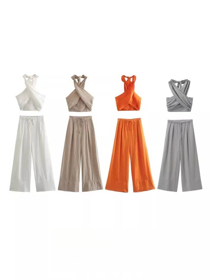 Vesty - Cross-Neck Two-Piece Set (Top + Pants) for wholesale by Funkyrel® Atzbranding Limited