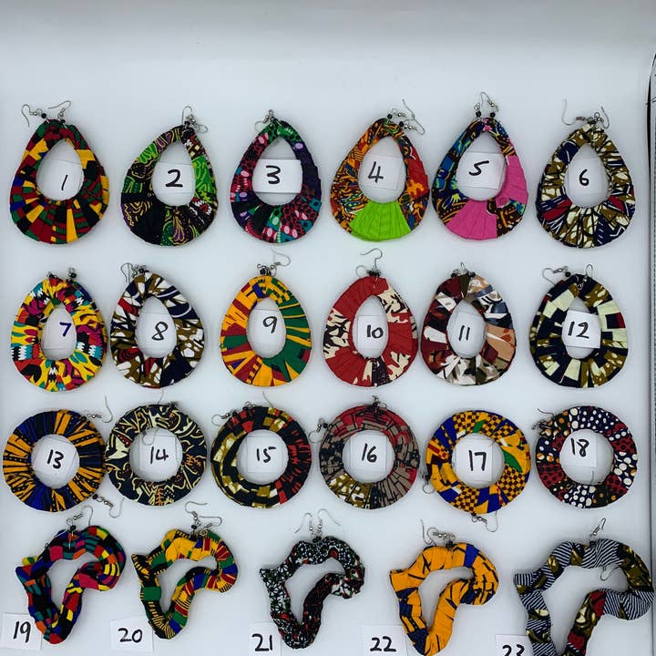 KENYAN SAFARI DESIGNS - Wholesale Dangle Earrings - Ankara Fabric Earrings