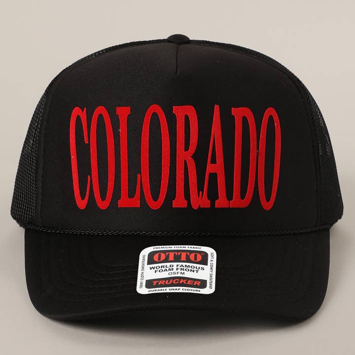 Fashion City - Wholesale Trucker Hat - Unisex - COLORADO Text Printed Mesh Back Foam Trucker Hat