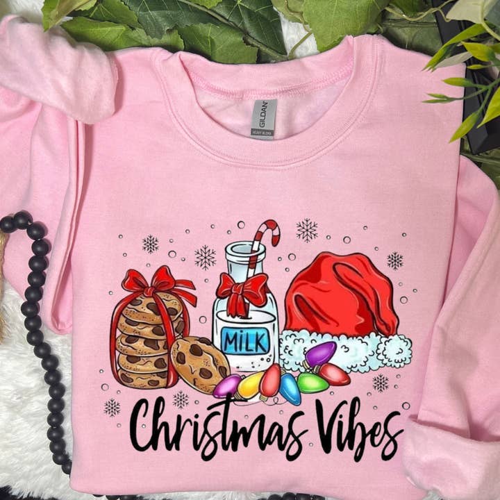Chandail à motif de biscuits et de lait Christmas Vibes pour la vente par Duck Creations Wholesale