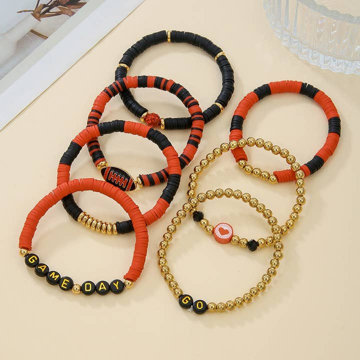 ACCITY - Wholesale Jewelry Set - FOOTBALL HANDMADE SOFT CLAY LETTER BRACELET SET_CWMM35349