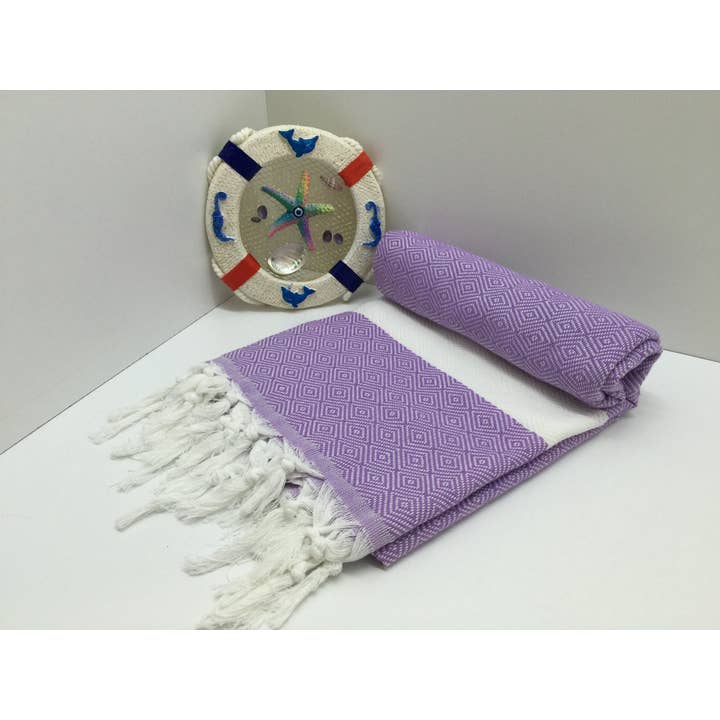 Serviette peshtemal turque Diamond Style Lilac Pestemals pour la vente par FabricDome