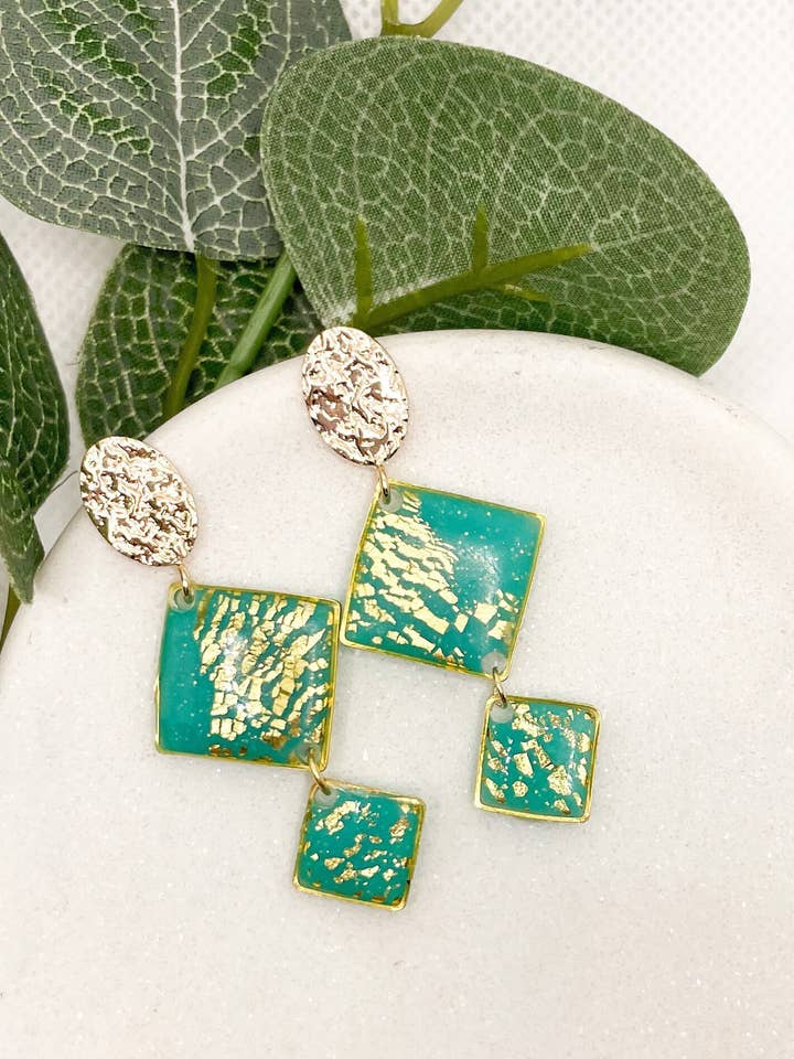 Brincos Turquesa Ouro, Brincos Níquel Sem Níquel, Praia por atacado de Marina Designs