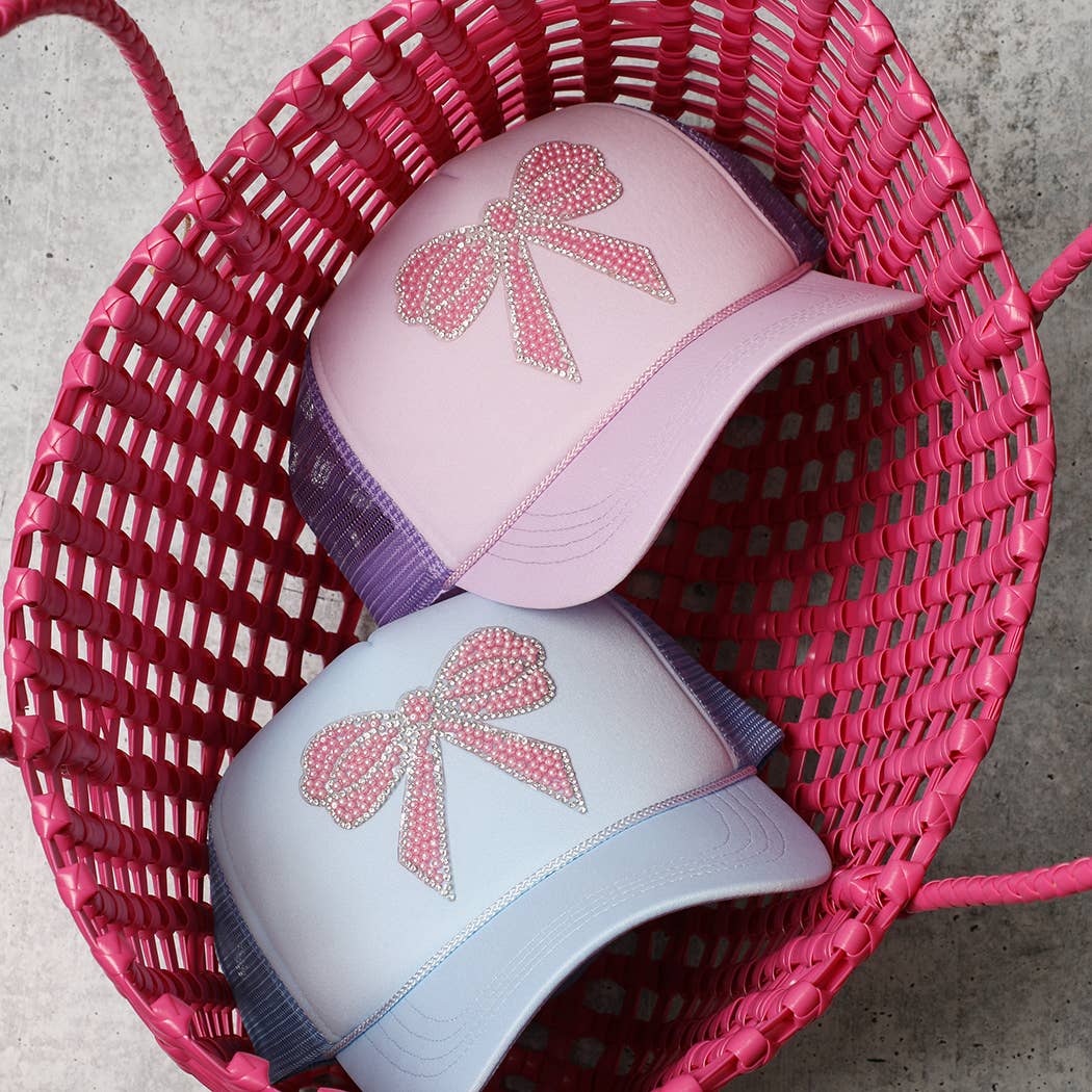 Fashion City - Wholesale Trucker Hat - Women's - Rhinestone Bow Patch Foam Mesh Back Trucker Hat19