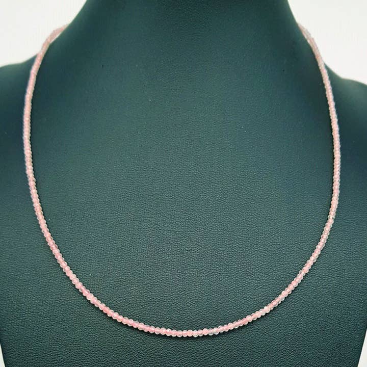 Faceted Rose Quartz Necklace for wholesale by Artisans de Madagascar
