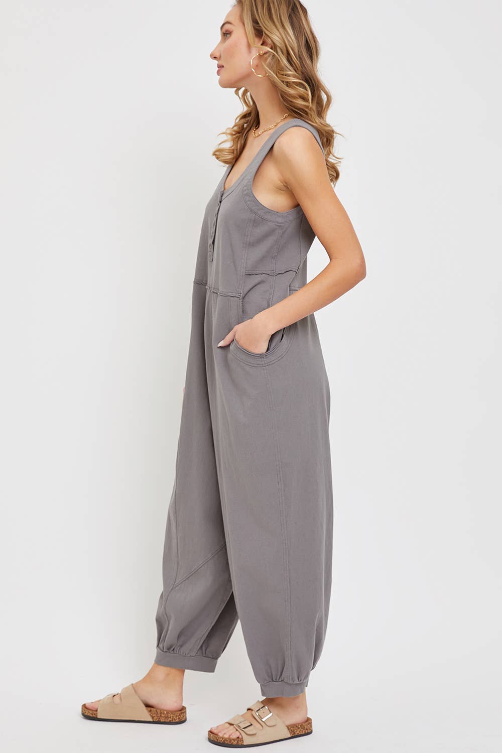 Sweet Lovely by Jen - Wholesale Jumpsuit - Women's - COTTON WASHED SLOUCHY JUMPSUIT4