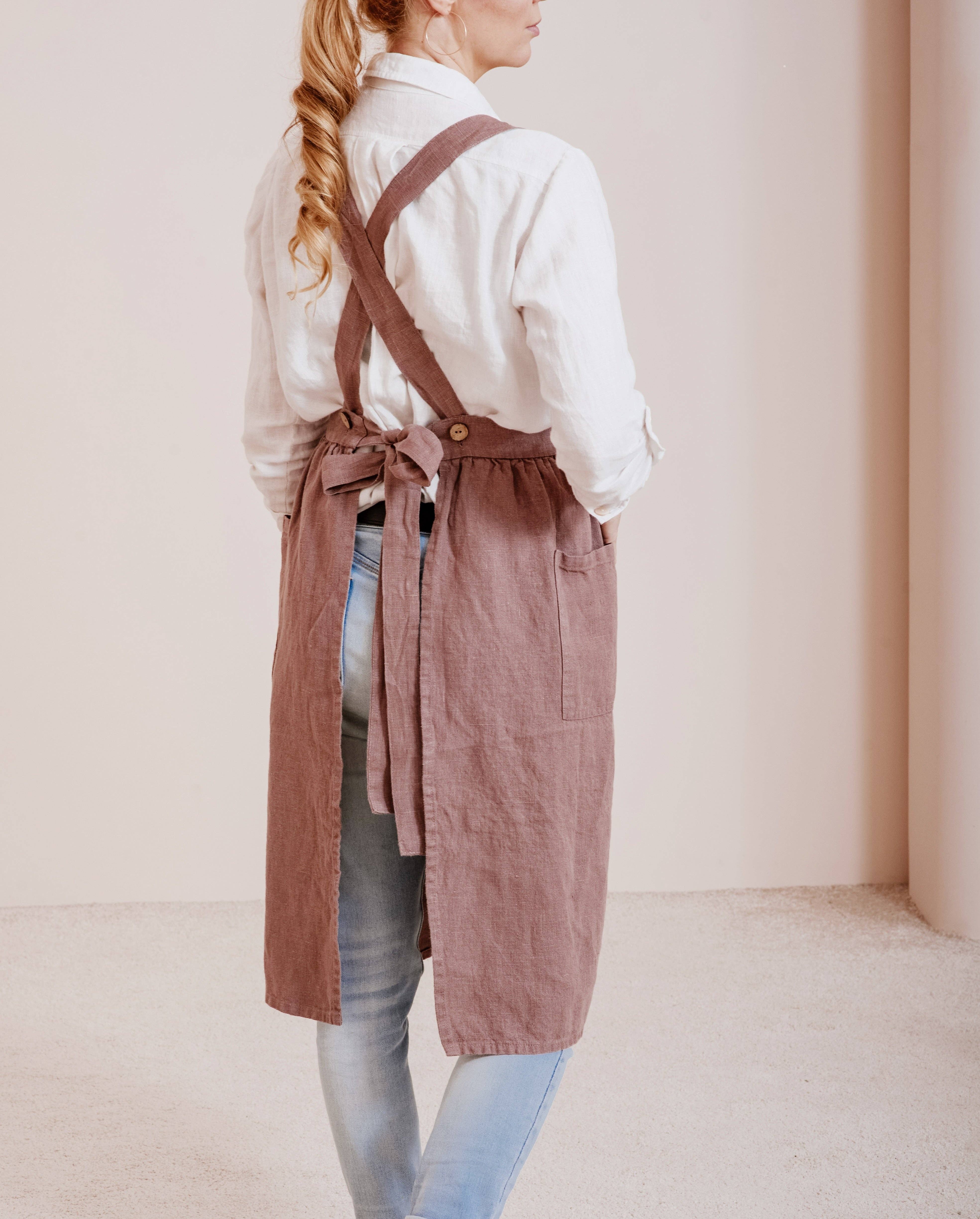 LinenQ - Wholesale Apron - Linen pinafore apron dress in various colors14