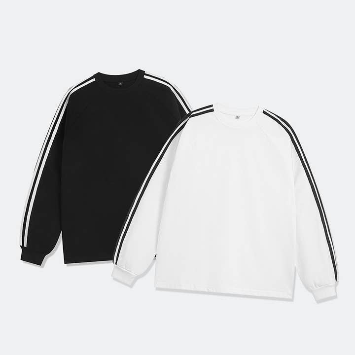 Rosa Clothing - Wholesale T-Shirt - Women's - Classic striped Raglan Crewneck long sleeve T-shirt5