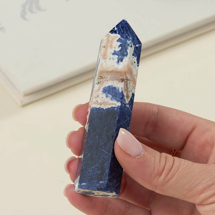 Sodalite Crystal Tower – Hand Carved, Polished Points for wholesale by GeoCentral