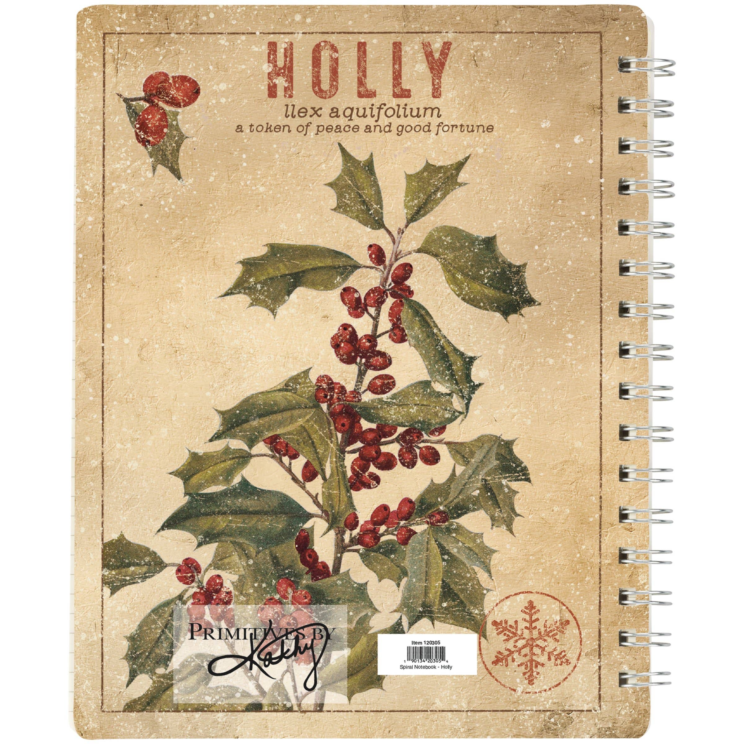 Primitives by Kathy - Wholesale Notebook - Holly Spiral Notebook1