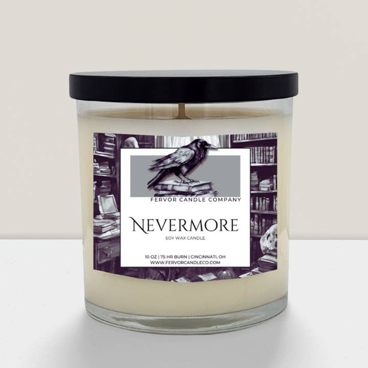 Fervor Candle Company - Wholesale Jar/Filled Candle - Nevermore 10oz Soy Wax Book Inspired Candle2