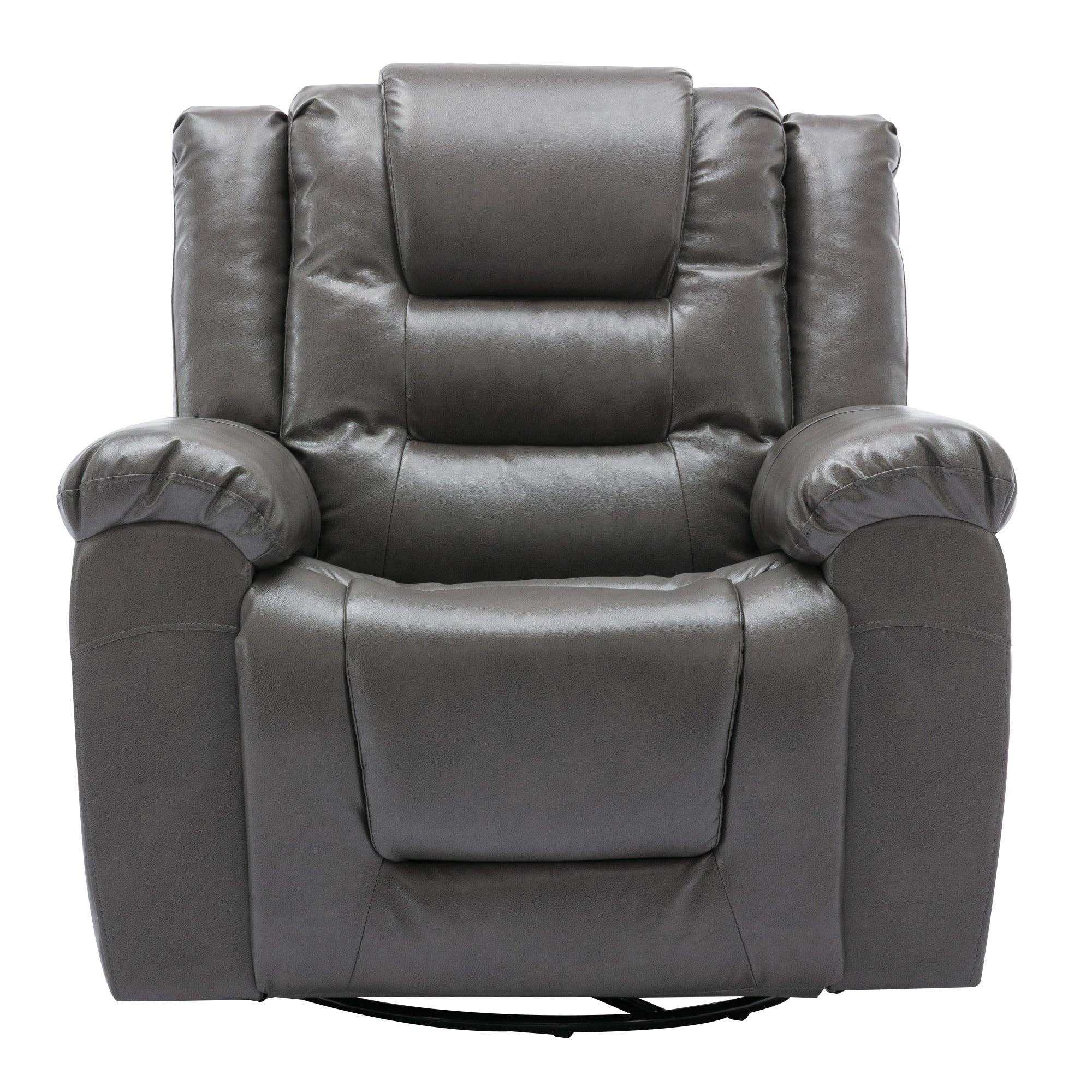 Orange County Decor - Wholesale Chair - 360 Swivel And Rocking Home Theater Recliner Manual Recliner Chair With Wide Armrest For Living Room,Bedroom, Grey Grey Foam Pu14