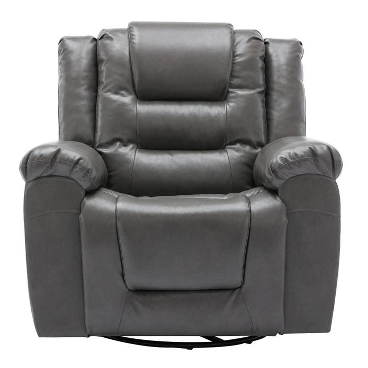 Orange County Decor - Wholesale Chair - 360 Swivel And Rocking Home Theater Recliner Manual Recliner Chair With Wide Armrest For Living Room,Bedroom, Grey Grey Foam Pu14