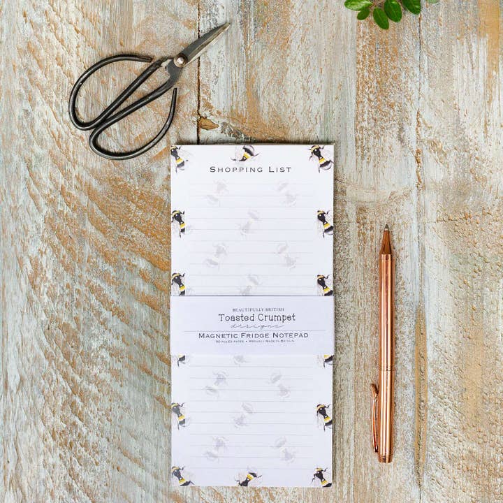 Bee Pure Shopping List Magnetic Fridge Pad for wholesale by Toasted Crumpet (US Duties Paid)