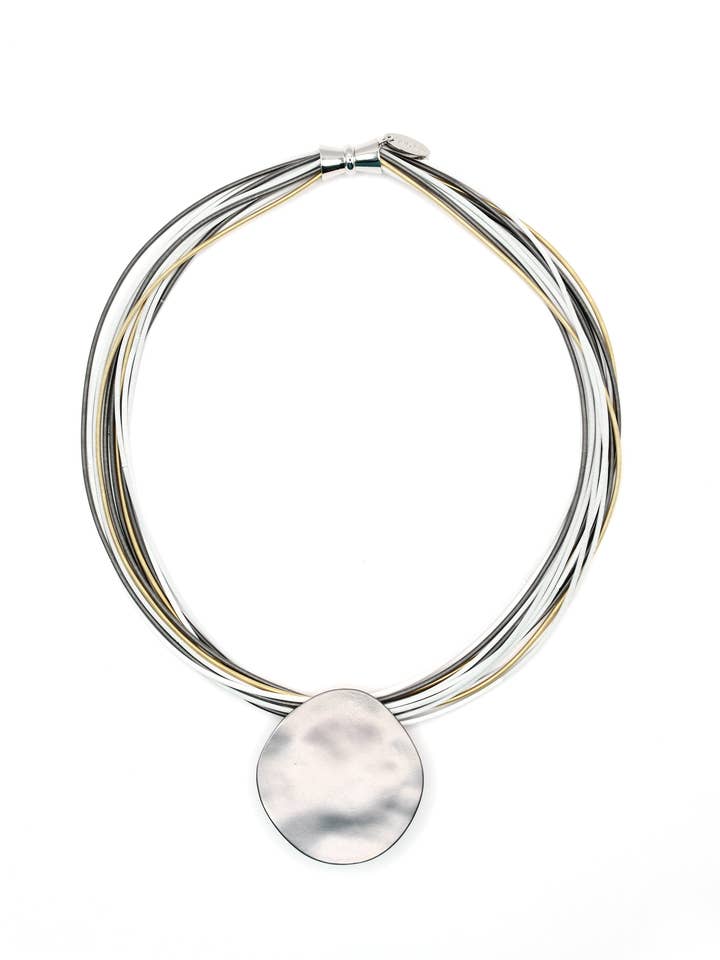 Slate, Gold, White Slate Matte Disc Necklace for wholesale by Sea Lily